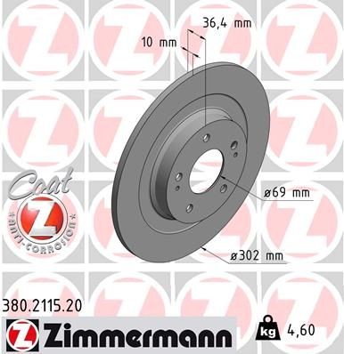ZIMMERMANN Bremseskive 380.2115.20 Sportsbremseskiver ZIMMERMANN SPACE STAR 380.2115.20 billige