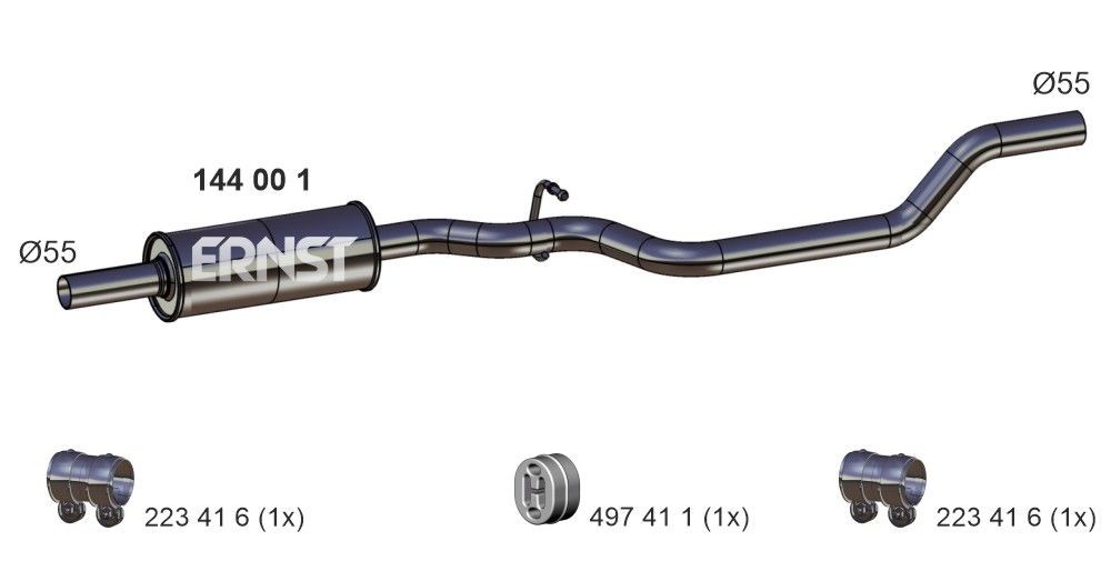 ERNST Mittelschalldämpfer 144001 144001 ERNST ISUZU Mittelschalldämpfer