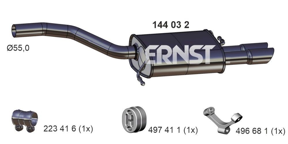 ERNST Takaäänenvaimentaja 144032 ERNST 144032 Takaäänenvaimentaja