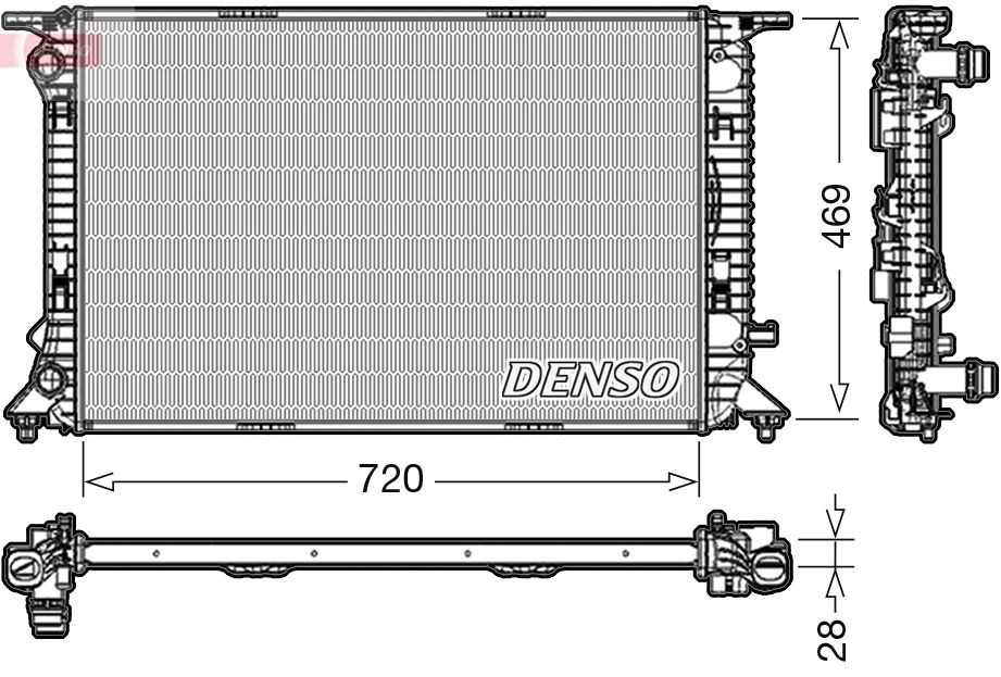 DENSO Jäähdytin, moottorin jäähdytys DRM02022 DENSO DRM02022 Jäähdytin, moottorin jäähdytys