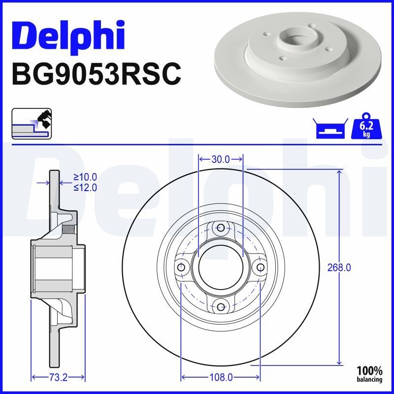 DELPHI Δισκόπλακα BG9053RSC DELPHI BG9053RSC Δίσκος φρένων Partner k9 φθηνά