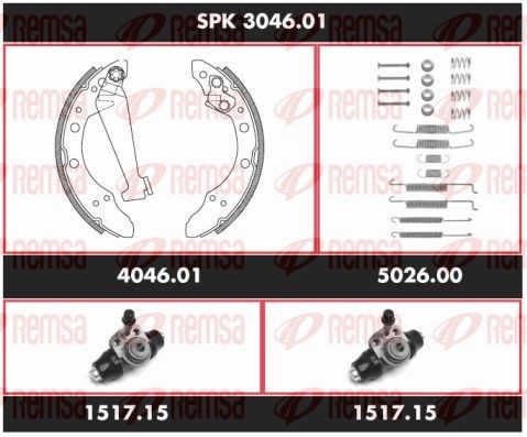 REMSA Bremsesett, trommebremse SPK 3046.01 Trommelbremse REMSA Volkswagen T-CROSS SPK 3046.01