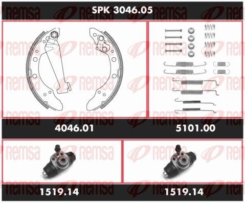 REMSA Bremsesett, trommebremse SPK 3046.05 SPK 3046.05 Trommelbremse VW T-CROSS REMSA