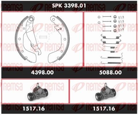 REMSA Pidurikomplekt, trummelpidur SPK 3398.01 Trummelpidur DACIA REMSA SPK 3398.01