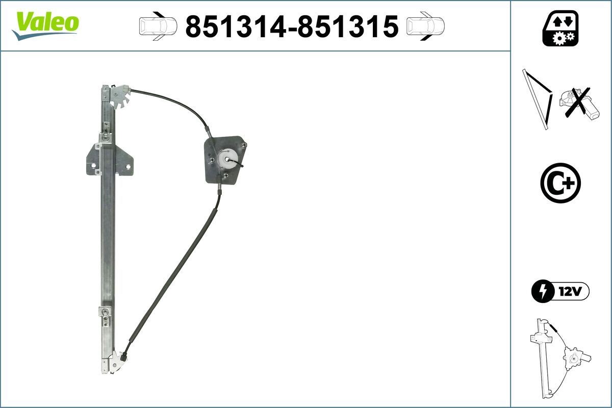 Lève-vitre VALEO 851314 VALEO 851314: Mécanisme lève-vitre électrique Opel MOVANO 2000