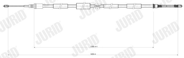 JURID Ντίζα, φρένο ακινητοποίησης 432885J Χειρόφρενο JURID Peugeot 208 432885J