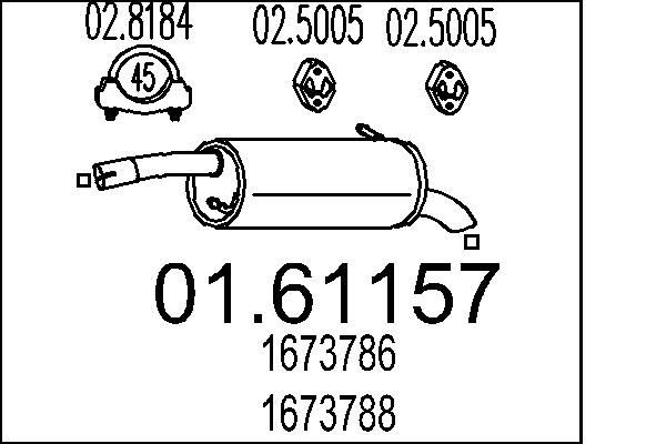 Rear silencer MTS 01.61157 MTS 01.61157 FORD ECOSPORT 2006 exhaust silencer price