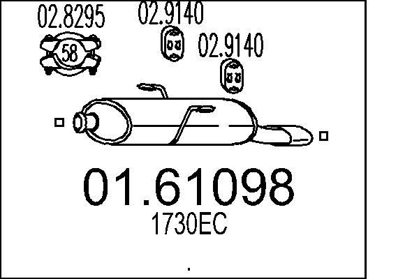 MTS Marmitta 01.61098 01.61098 costo Marmitta posteriore PEUGEOT BOXER MTS