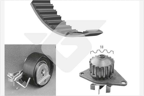 HUTCHINSON Distributieriem set + waterpomp KH 171WP48 Citroën AMI Distributieriem kit met waterpomp HUTCHINSON KH 171WP48