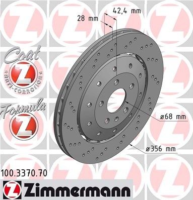 ZIMMERMANN Disco de travão 100.3370.70 ZIMMERMANN 100.3370.70 Discos de travão desportivos Audi A6 4f a um preço acessível