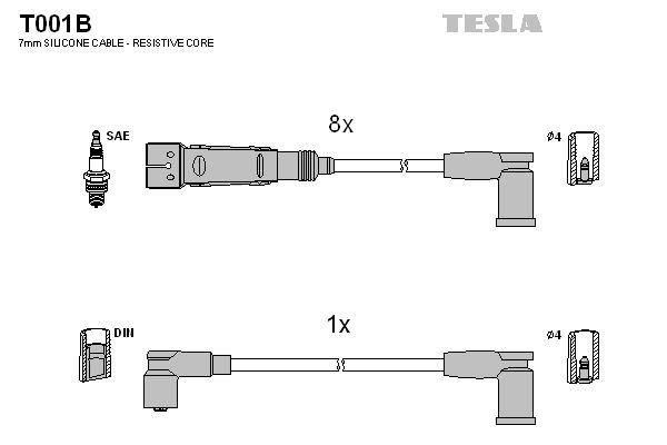 TESLA Tændkabelsæt T001B Tændrørskabler TESLA VOYAGER T001B billig