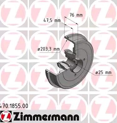 ZIMMERMANN Bremsetrommel 470.1855.00 470.1855.00 Bremsetrommel ZIMMERMANN MERCEDES-BENZ GLK