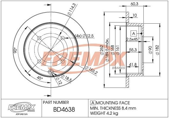 FREMAX Disque de frein BD-4638 BD-4638 Disque de frein sport FREMAX HYUNDAI GALLOPER