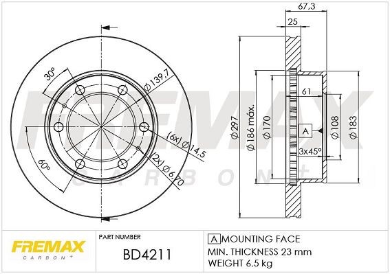 FREMAX Brake disc BD-4211 BD-4211 FREMAX performance brake discs TOYOTA URBAN CRUISER
