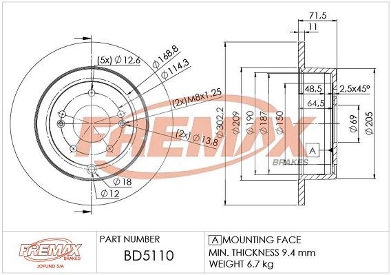 FREMAX Disco freno BD-5110 BD-5110 costo Dischi freno HYUNDAI TRAJET FREMAX