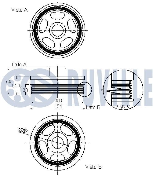 RUVILLE Vandpumpe + kileremssæt 55355802 Kileribberemssæt RUVILLE Fiat CROMA 55355802