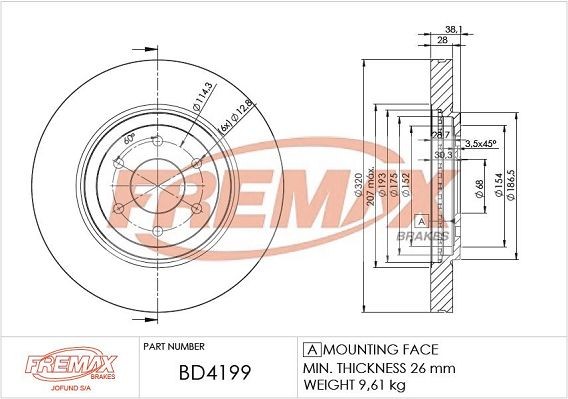 FREMAX Disque de frein BD-4199 Nissan SUNNY Disques de frein FREMAX BD-4199