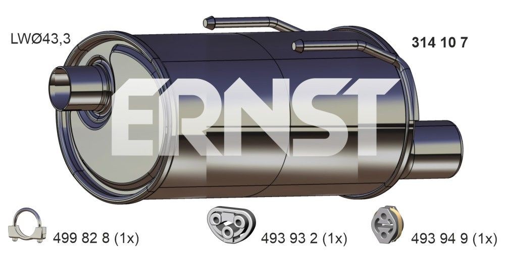 Silencieux arrière ERNST 314107 ERNST 314107: Silencieux arrière Ford KA 2012