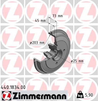 ZIMMERMANN Remtrommel 440.1834.00 Nissan 370 Z Remtrommel ZIMMERMANN 440.1834.00