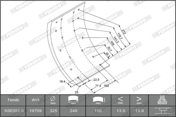 FERODO Brake Lining Kit, drum brake K00351.0-F3529 NISSAN JUKE FERODO handbrake shoes K003510F3529
