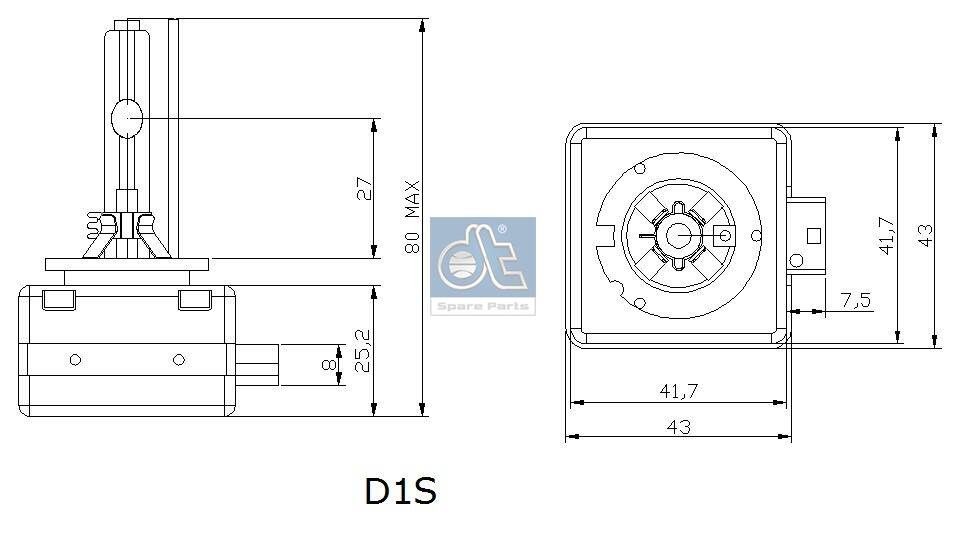 DT Spare Parts Xenon-pære 3.32943 3.32943 Pære til forlygte PEUGEOT 108 DT Spare Parts