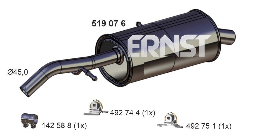 ERNST Πίσω σιλανσιέ 519076 Καζανάκι εξάτμισης ERNST C3 519076 φθηνά