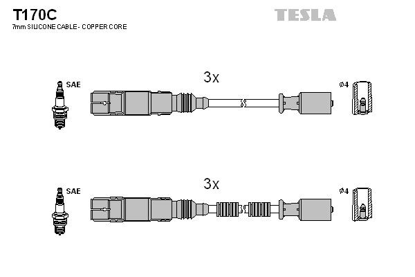 TESLA Bougiekabels T170C TESLA T170C Bougiekabel Fortwo II Cabrio (451) prijs
