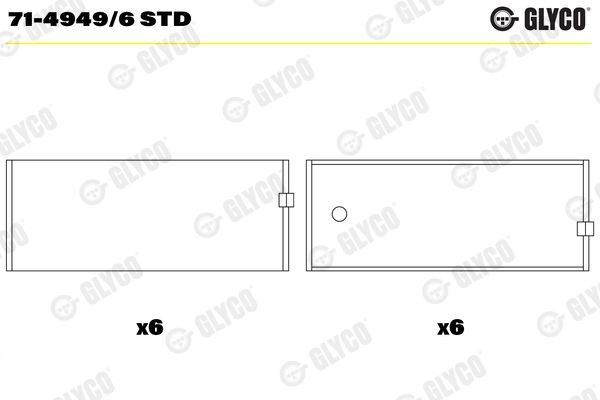 GLYCO Stempelstanglager 71-4949/6 STD pris Veivlager RENAULT TRUCKS 71-4949/6 STD GLYCO