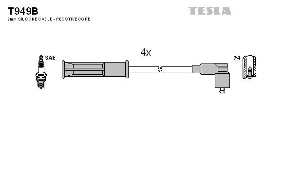 TESLA Bougiekabels T949B TESLA T949B Bougiekabel Renault Megane 1 prijs