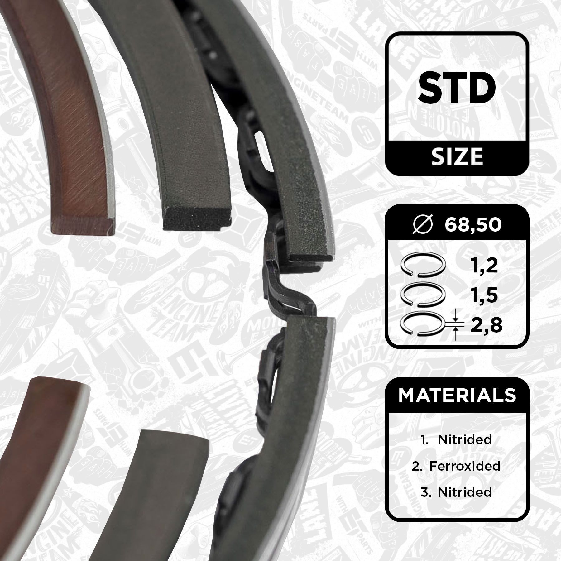 ET ENGINETEAM Stempelringsæt R1001200 Stempelringsæt ET ENGINETEAM EPICA R1001200 billig