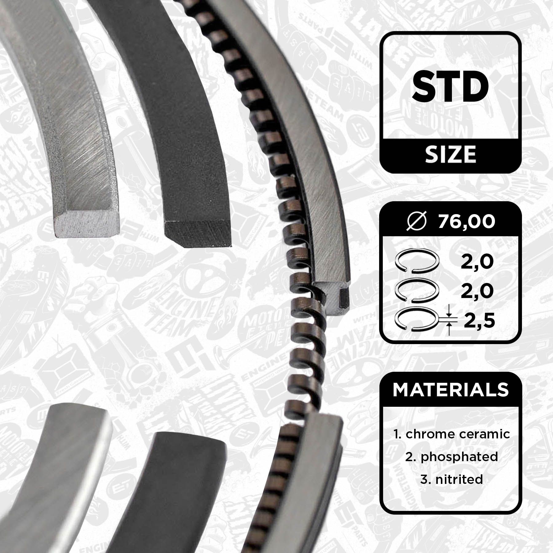 ET ENGINETEAM Jeu de segments de pistons R1004400 Segments moteur ET ENGINETEAM NOTE R1004400 pas cher