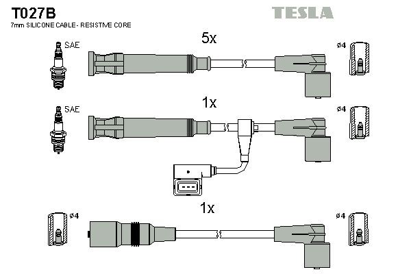 Σετ καλωδίων υψηλής τάσης TESLA T027B TESLA T027B: Σετ μπουζοκαλώδια BMW Σειρά 7 2002