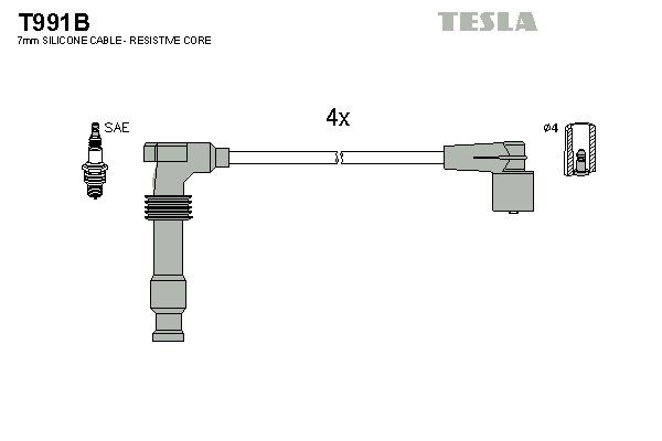 TESLA Jogo de cabos de ignição T991B T991B Cabos de velas OPEL ASTRA TESLA