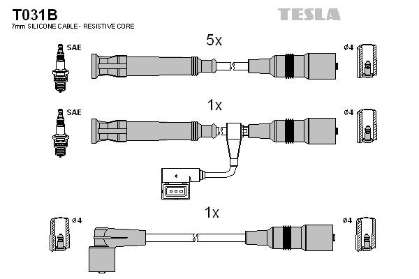 TESLA Süütesüsteemikomplekt T031B TESLA T031B Süütejuhtmed BMW E30 Touring odav