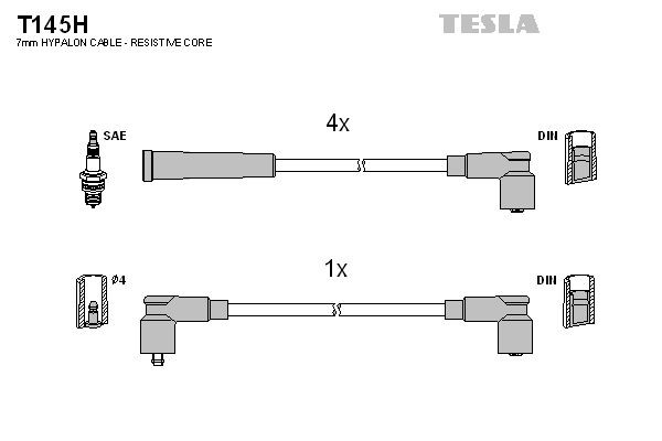 TESLA Bougiekabels T145H T145H TESLA Bougie, kabel Skoda goedkoop