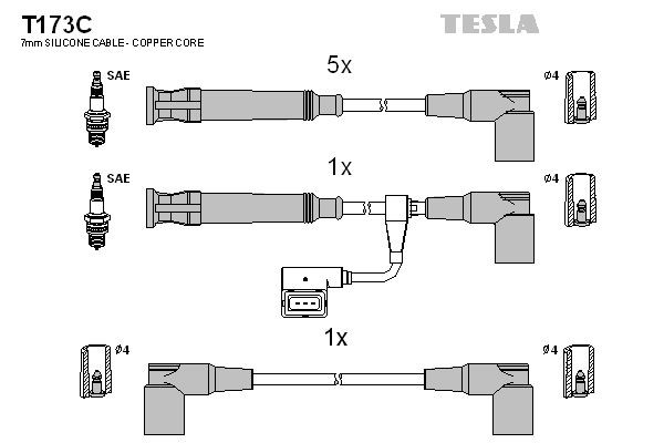 Jogo de cabos de ignição TESLA T173C TESLA T173C Cabo de vela BMW Série 7 2022