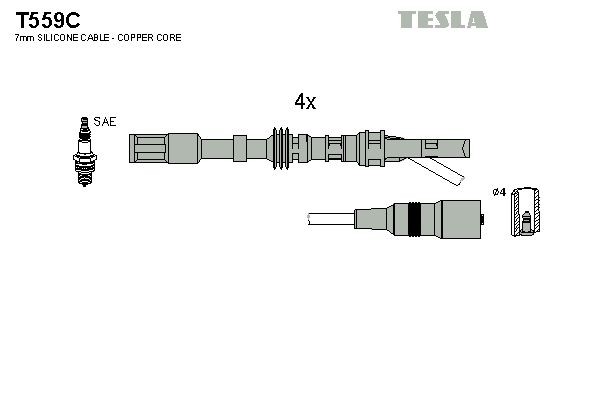 TESLA Tennplugg kabelsett T559C Tennledningssett TESLA Audi Q5 T559C