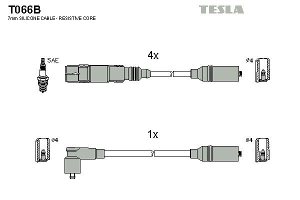 TESLA Süütesüsteemikomplekt T066B Küünlajuhtmed TESLA Seat AROSA T066B