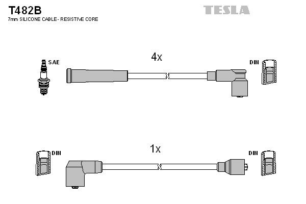 TESLA Augstsprieguma vadu komplekts T482B TESLA T482B Augstsprieguma vadu komplekts