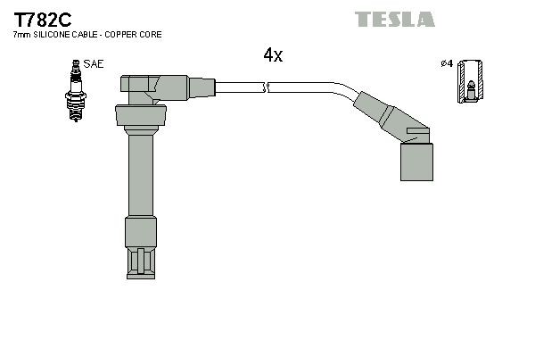 TESLA Tennplugg kabelsett T782C Tennledningssett TESLA 1-serie T782C billige