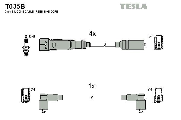 TESLA Süütesüsteemikomplekt T035B Küünlajuhtmed TESLA AROSA T035B odav