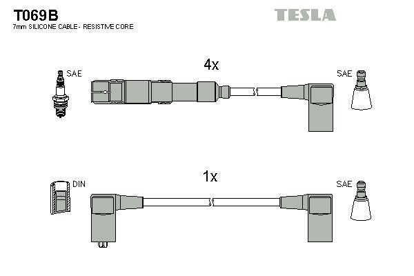 TESLA Süütesüsteemikomplekt T069B TESLA T069B Küünlajuhtmed Mercedes W123 hind