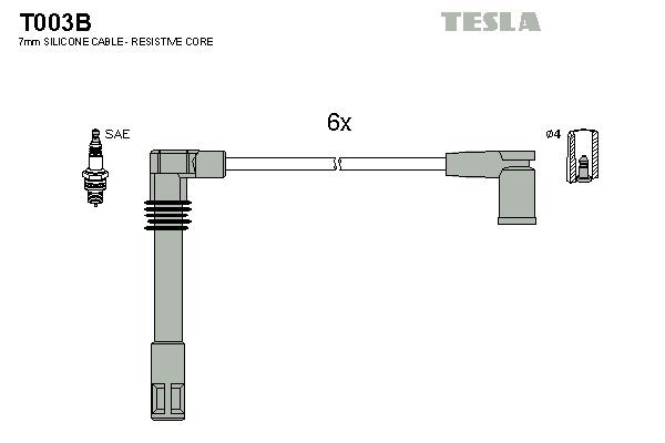 TESLA Tennplugg kabelsett T003B Tennledningssett TESLA 105,120 T003B billige