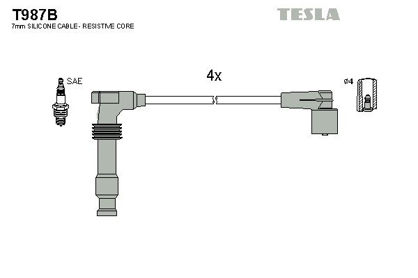 TESLA Jogo de cabos de ignição T987B Jogo de cabos de ignição TESLA ASTRA T987B baratos