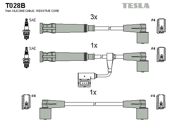 TESLA Tennplugg kabelsett T028B T028B Pluggledninger BMW 1-serie TESLA