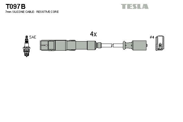 TESLA Augstsprieguma vadu komplekts T097B TESLA T097B orģinālās Svečvadi Mercedes W245 cena
