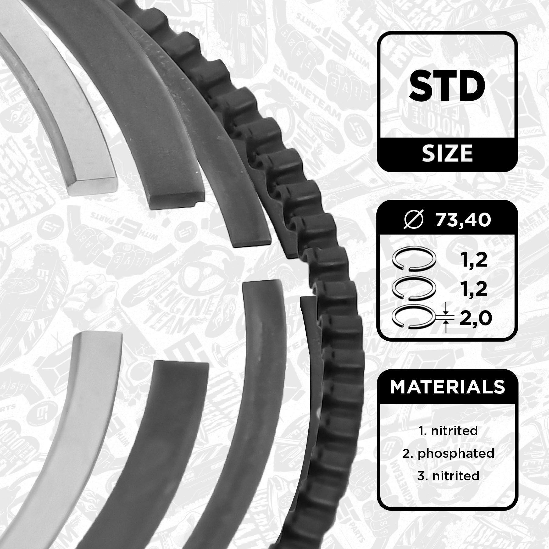 ET ENGINETEAM Jeu de segments de pistons R1003600 ET ENGINETEAM R1003600 Segment moteur Astra Mk6 (J) GTC (P10) prix