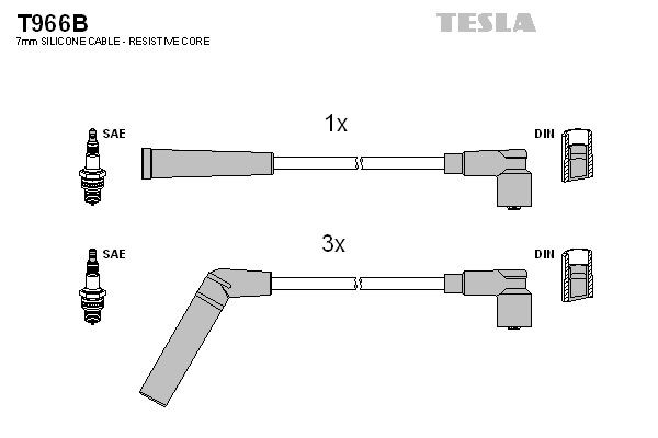 TESLA Tændkabelsæt T966B T966B Tændkabelsæt TOYOTA MR 2 TESLA
