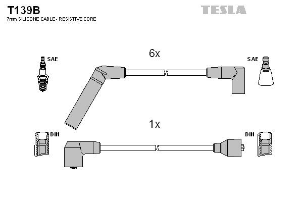 TESLA Tändkabelsats T139B T139B TESLA tändkabel CHRYSLER STRATUS