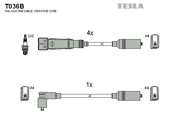 TESLA Bougiekabels T036B Bougie, kabel TESLA BEETLE T036B goedkoop